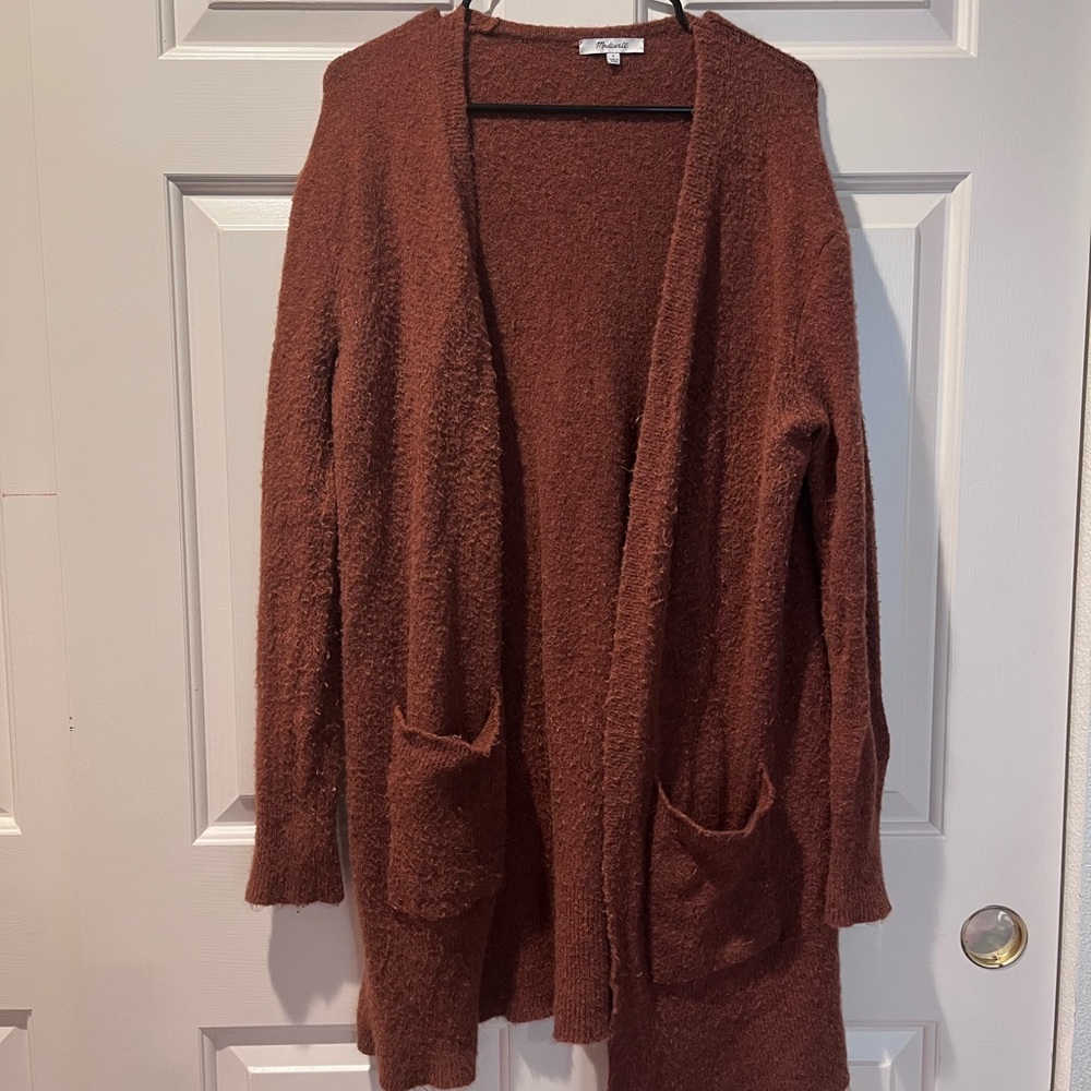 Madewell Burnt Orange Open-Front Pocket Cardigan